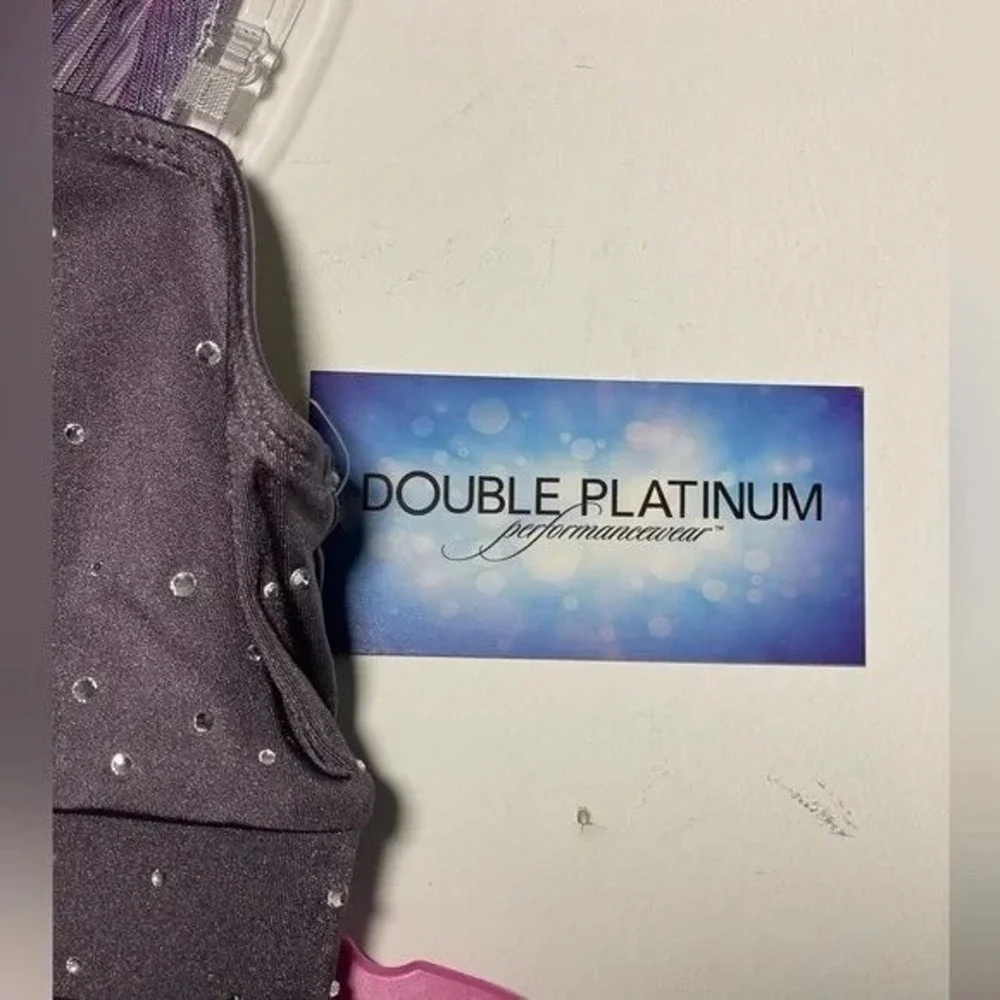 Double Platinum Purple Iridescent Rhinestone Dance Performance costume Set 2PC‎